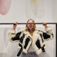 Leather and Shearling High Neck Jacket