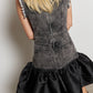 Denim Fitted Dress w Mikado Puff Hem