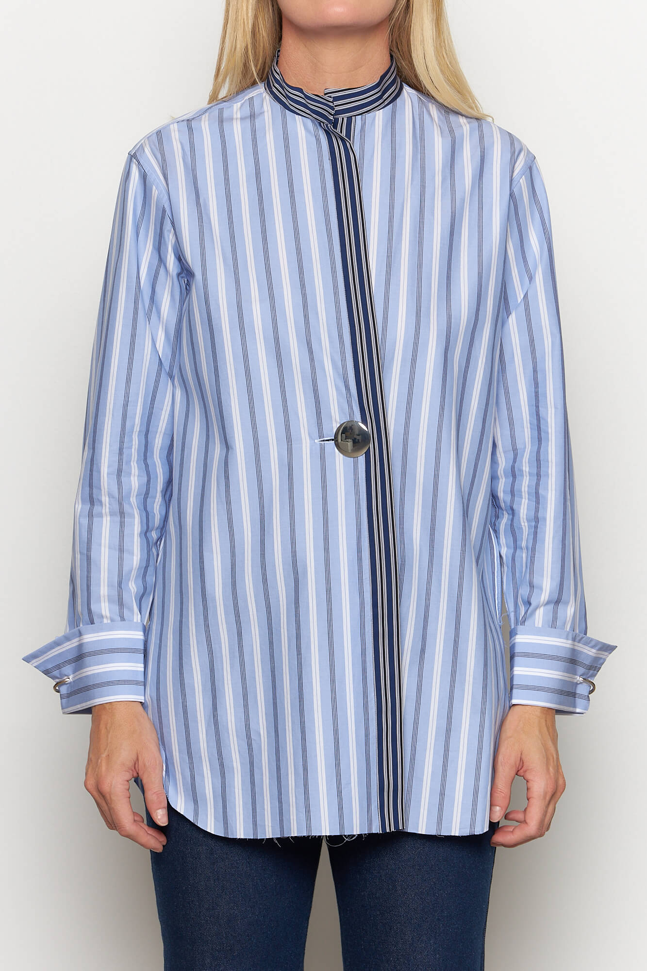 Mixed Stripes Overlaping Shirt
