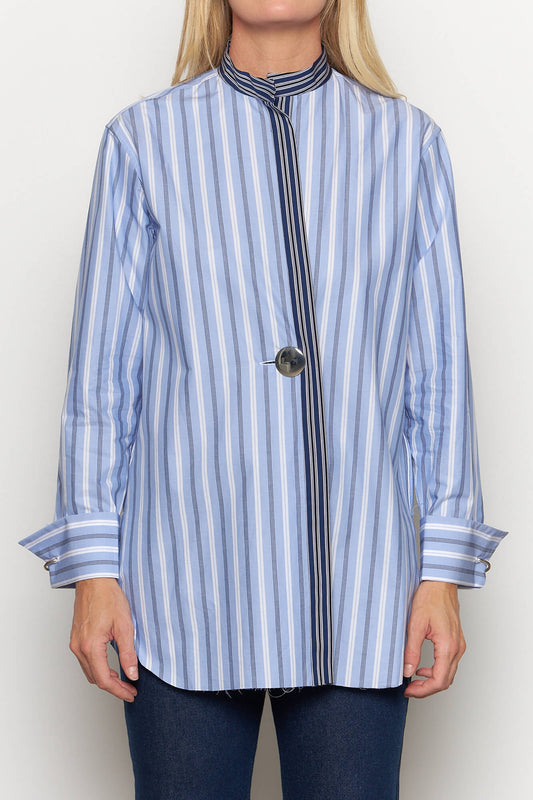 Mixed Stripes Overlaping Shirt