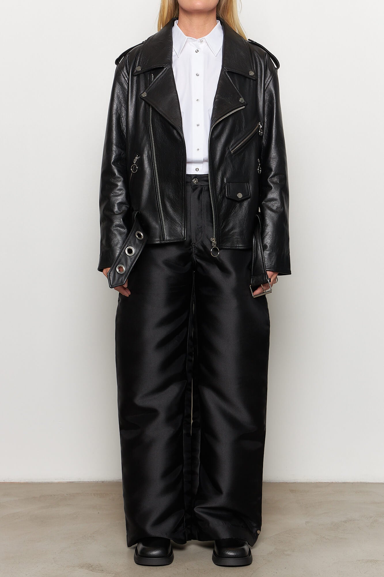 Oversized Leather Biker Jacket