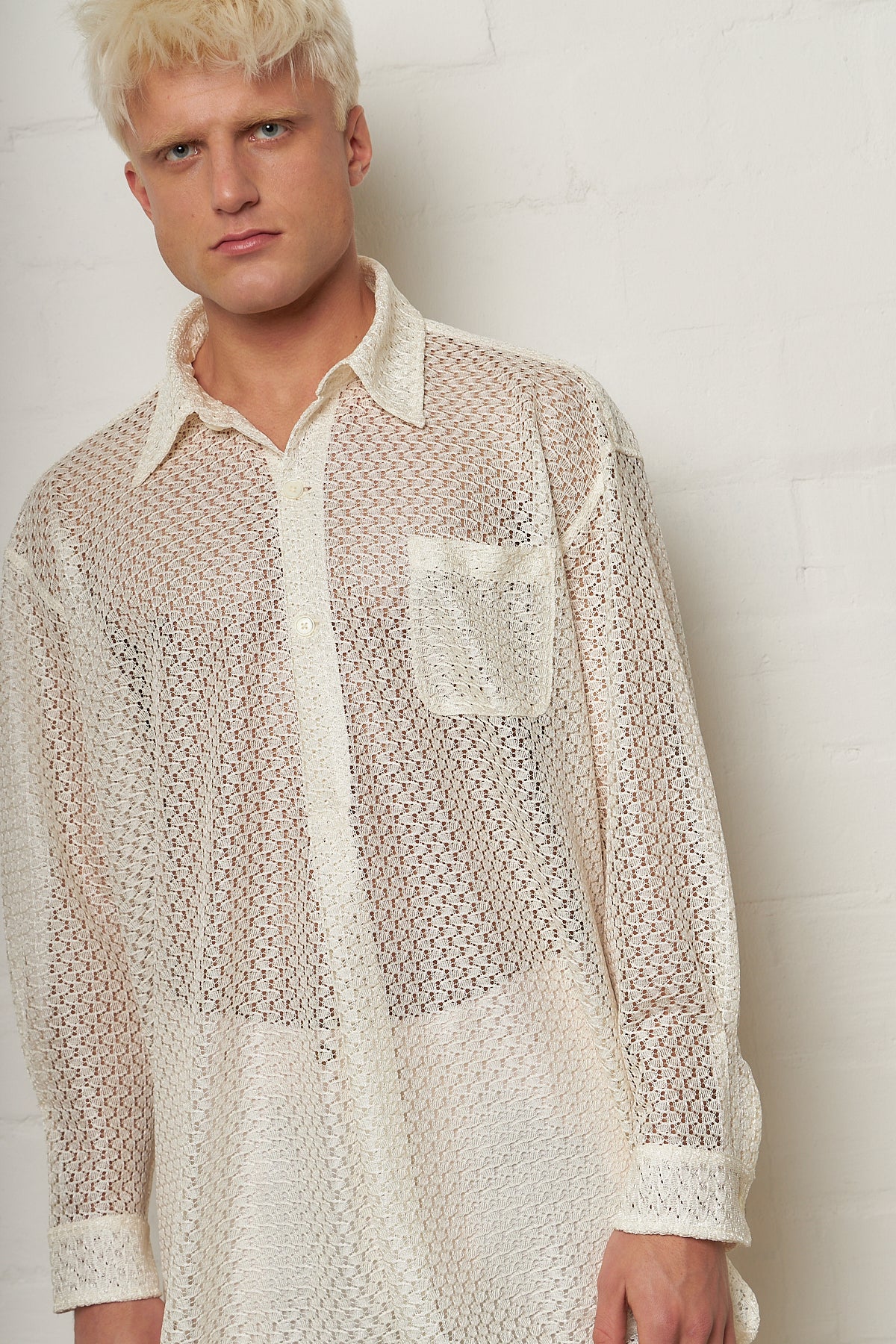Popover Shirt Off White Technical Lace