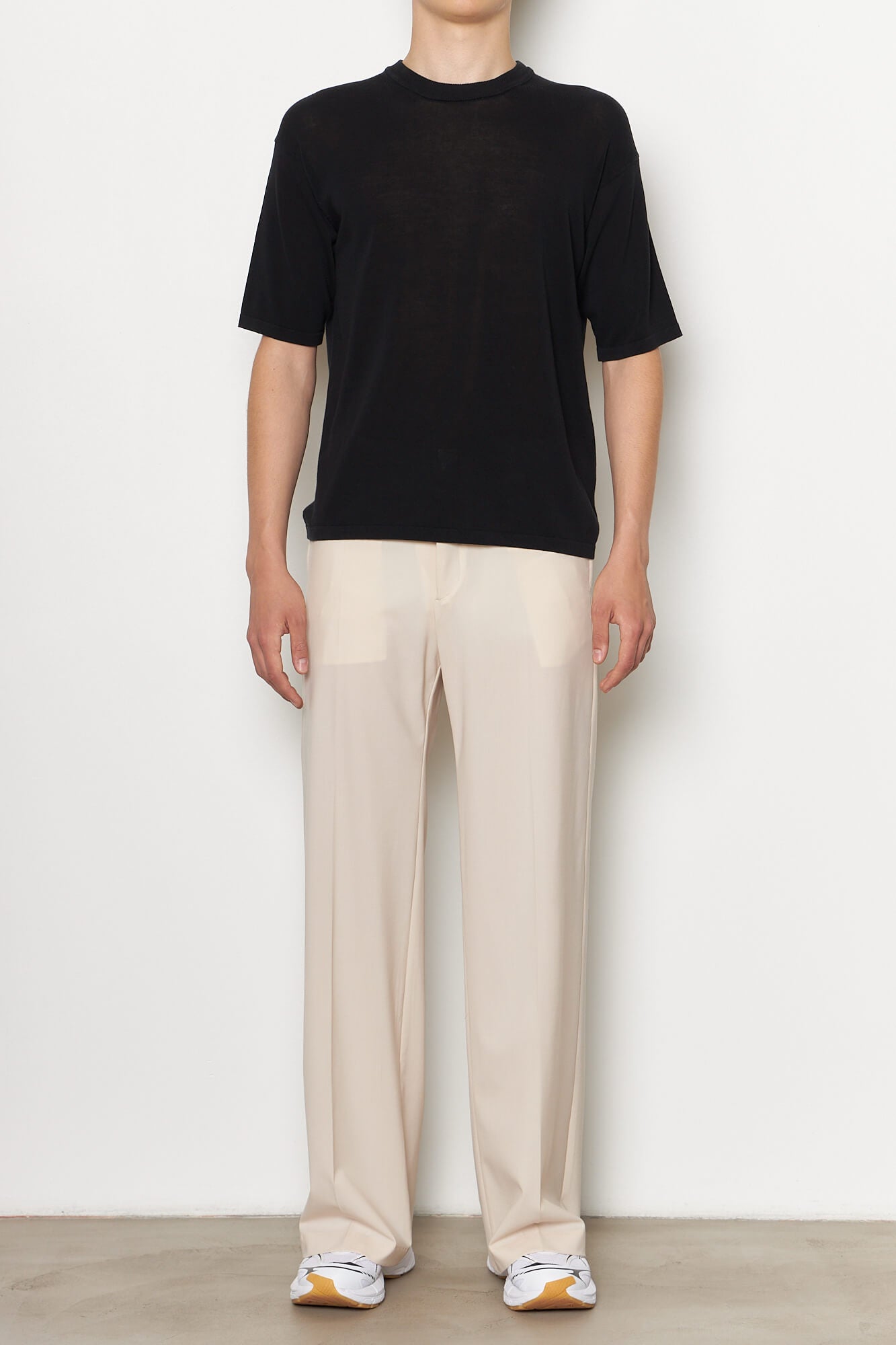 Boxy Cotton Roundneck Knit T-Shirt