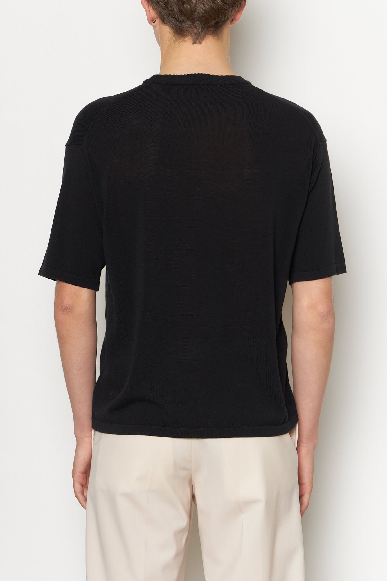 Boxy Cotton Roundneck Knit T-Shirt