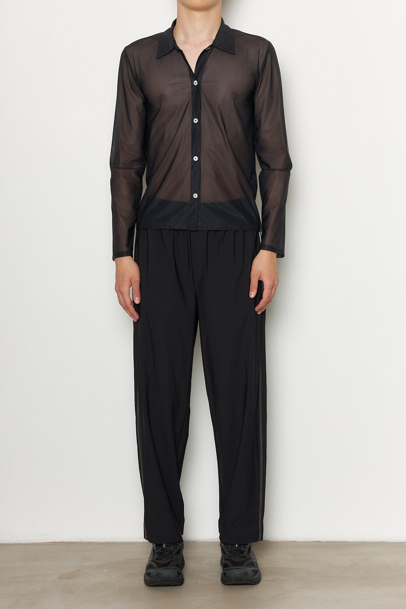 Sheer Tulle Shirt Black