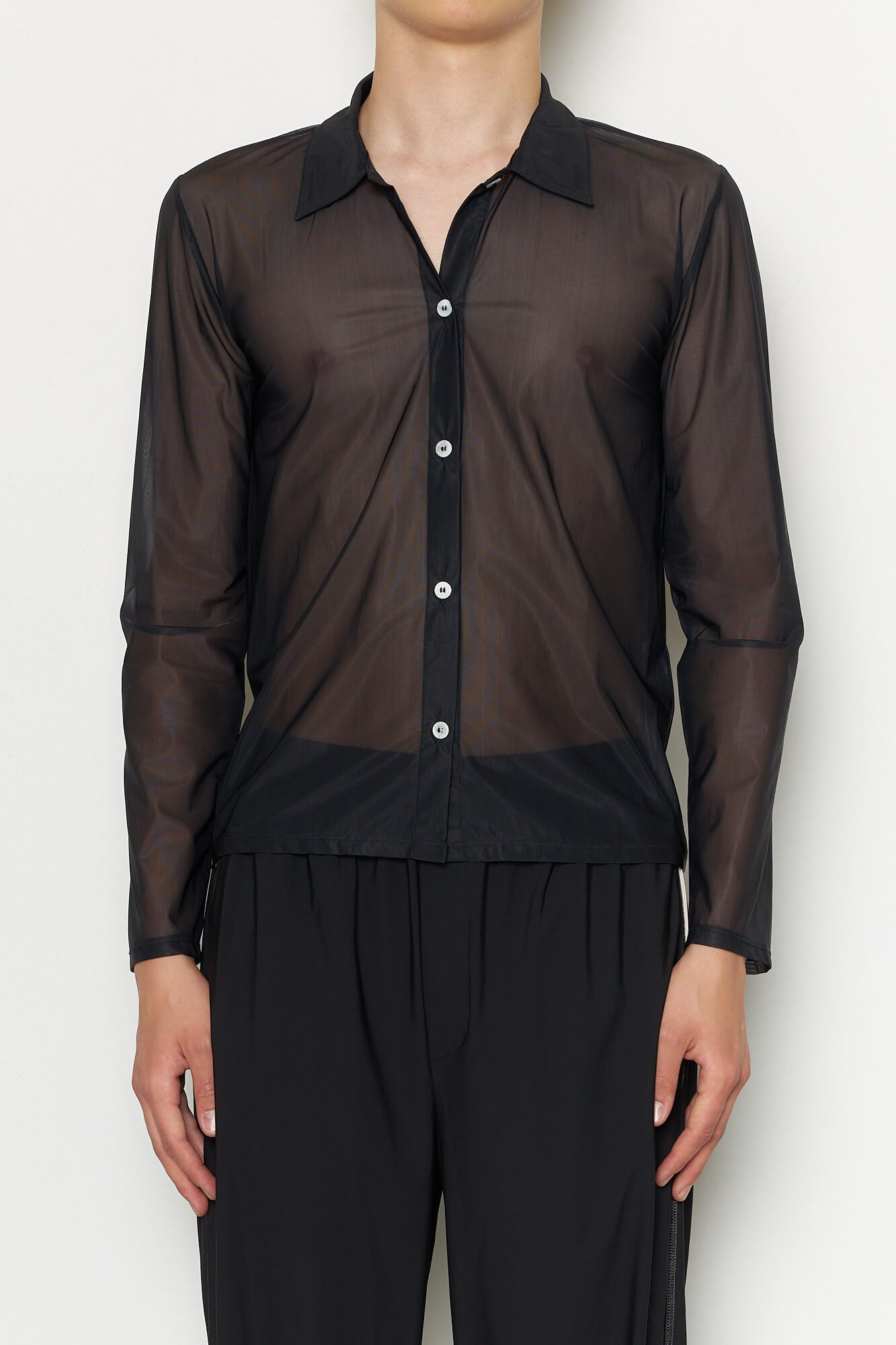 Sheer Tulle Shirt Black