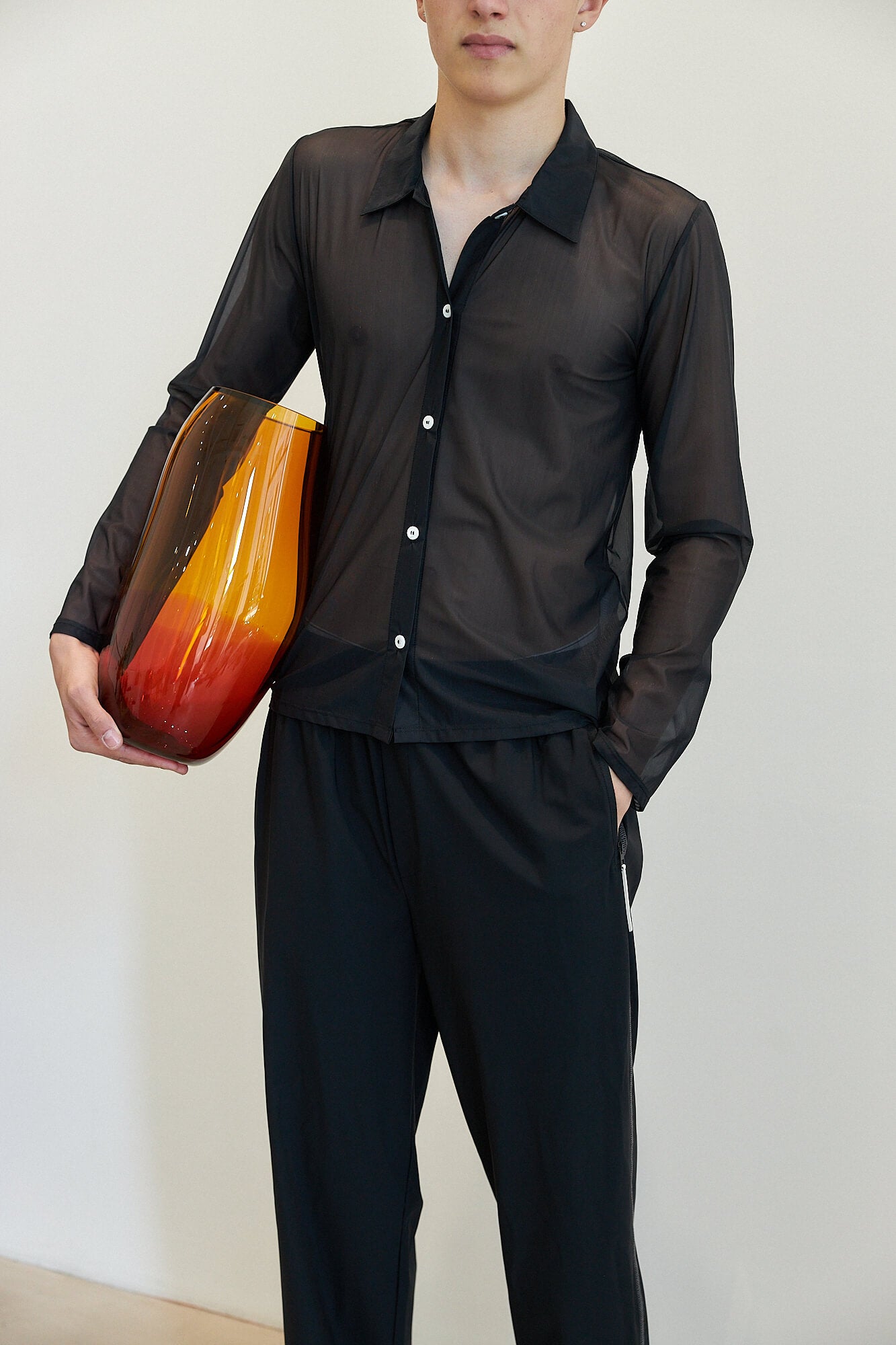 Sheer Tulle Shirt Black