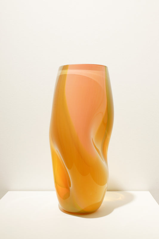 Vase Supernova IV Amber Iridescent Flamingo L