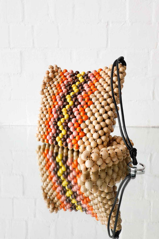 Wood Bead Messanger Bag Rainbow Wave