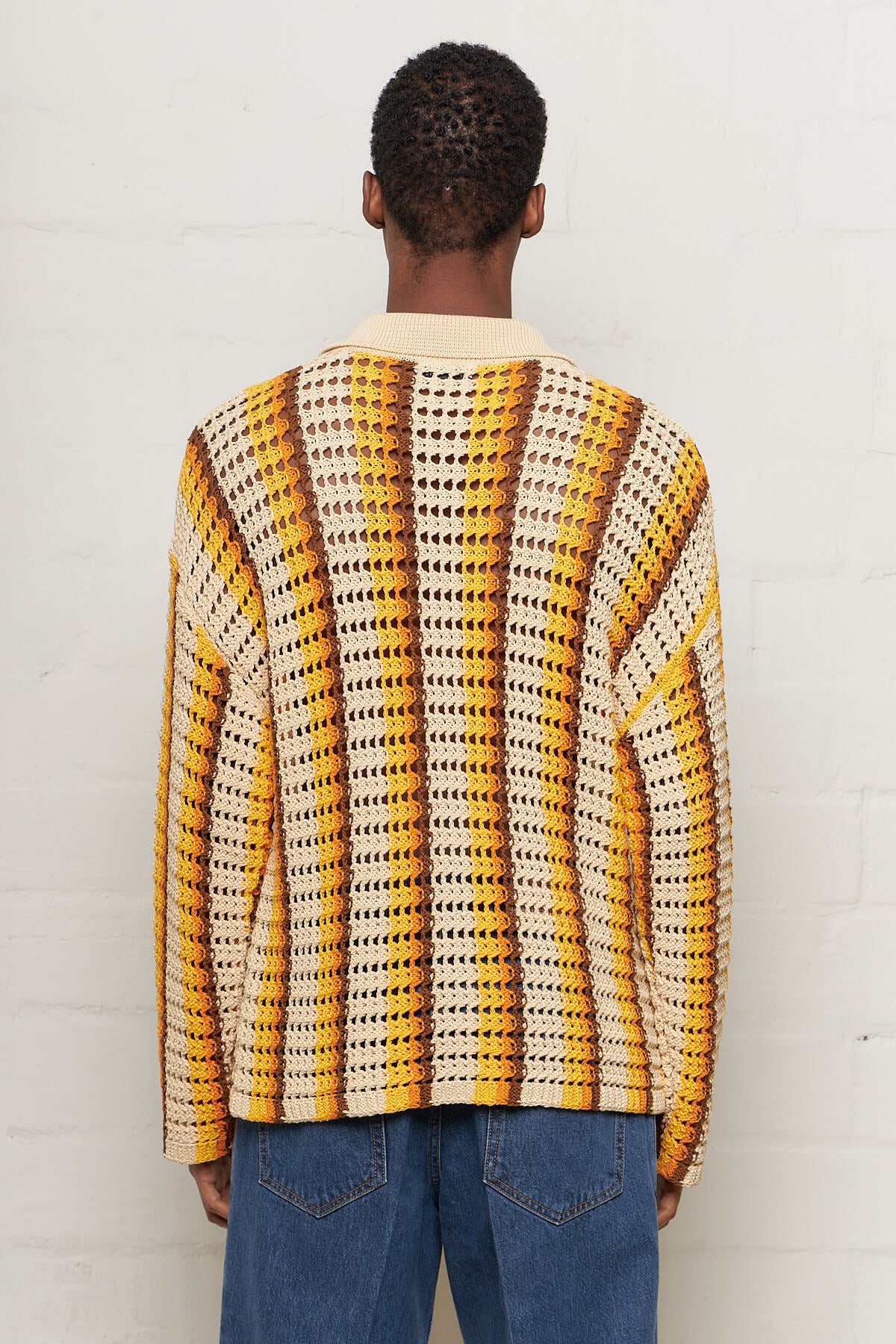 Elmer Crochet Cardigan Orange Stripe
