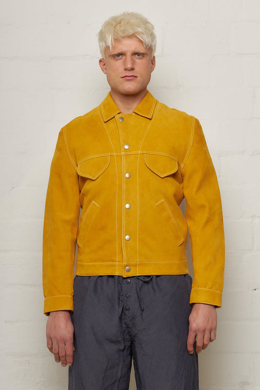 Rick Suede Trucker Jacket Mustard