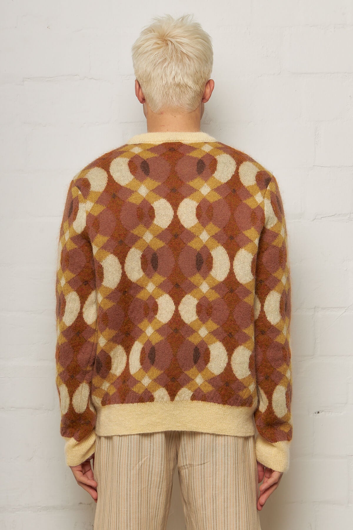 Xander Brown Jaquard Knit Sweater Mohair