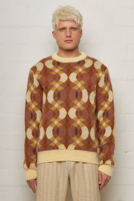 Xander Brown Jaquard Knit Sweater Mohair