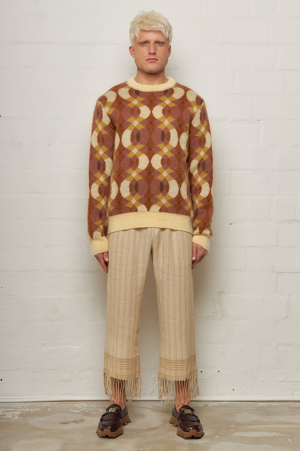 Xander Brown Jaquard Knit Sweater Mohair