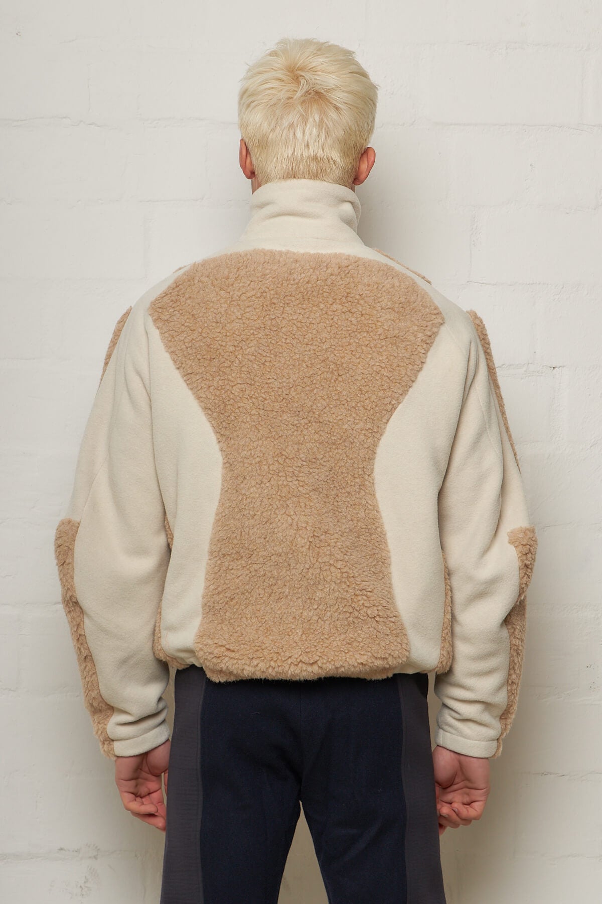 Ercan Two-Tone Fleece Jacket Grey Beige