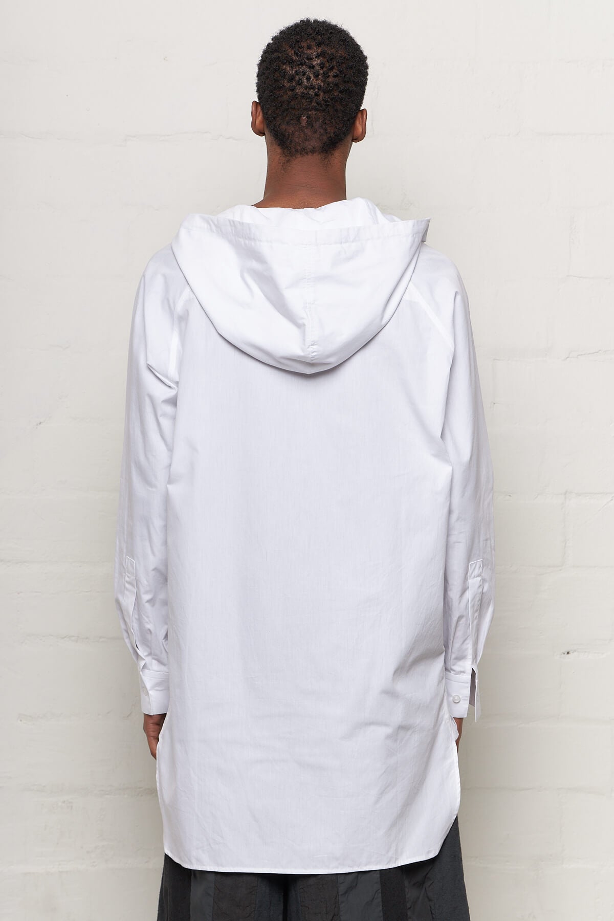 Popeline White Hooded Shirt