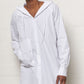 Popeline White Hooded Shirt