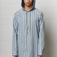 Hooded shirt Blue & Camel Striped