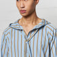 Hooded shirt Blue & Camel Striped