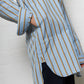 Hooded shirt Blue & Camel Striped