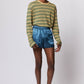 Lock Longsleeve Golden Green Linen Stripe