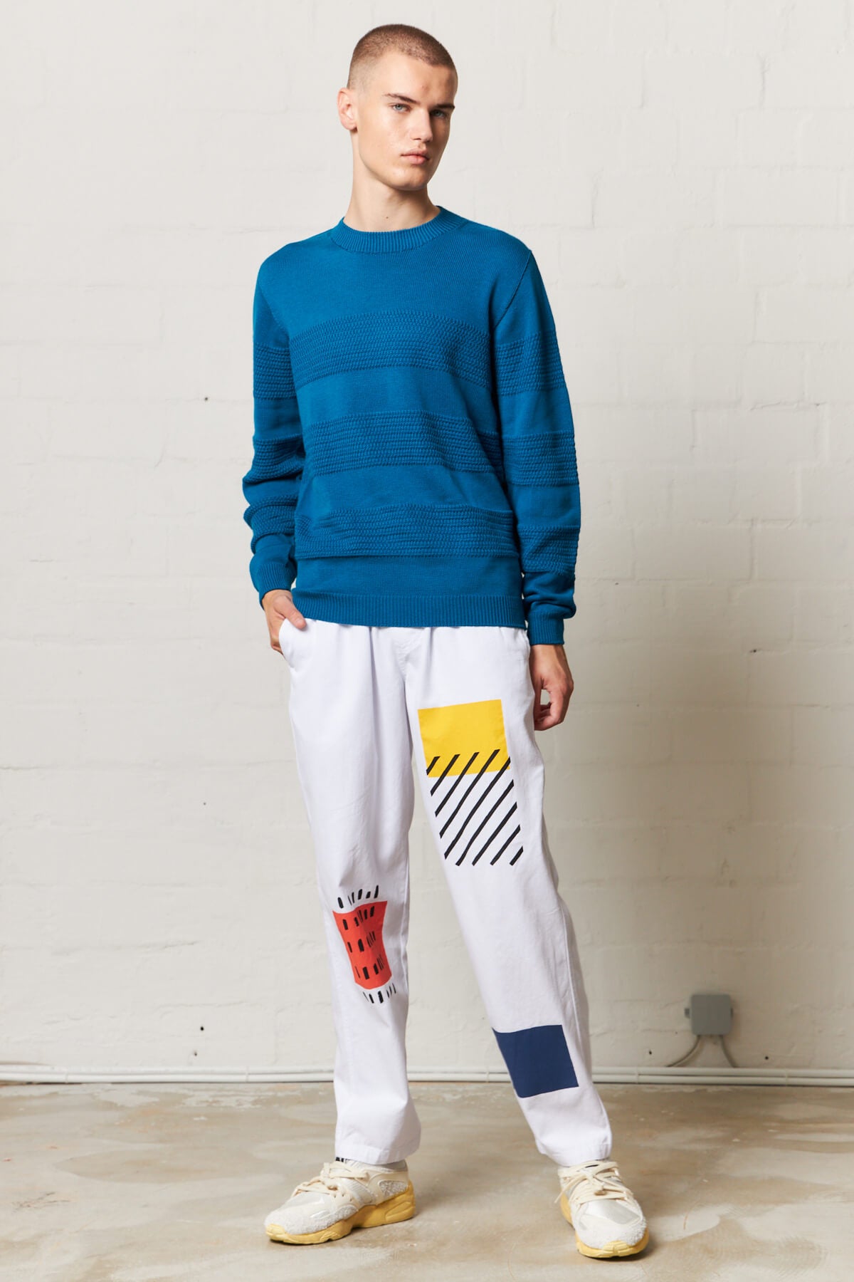 Soft Wool Crew Neck Sweater Blue