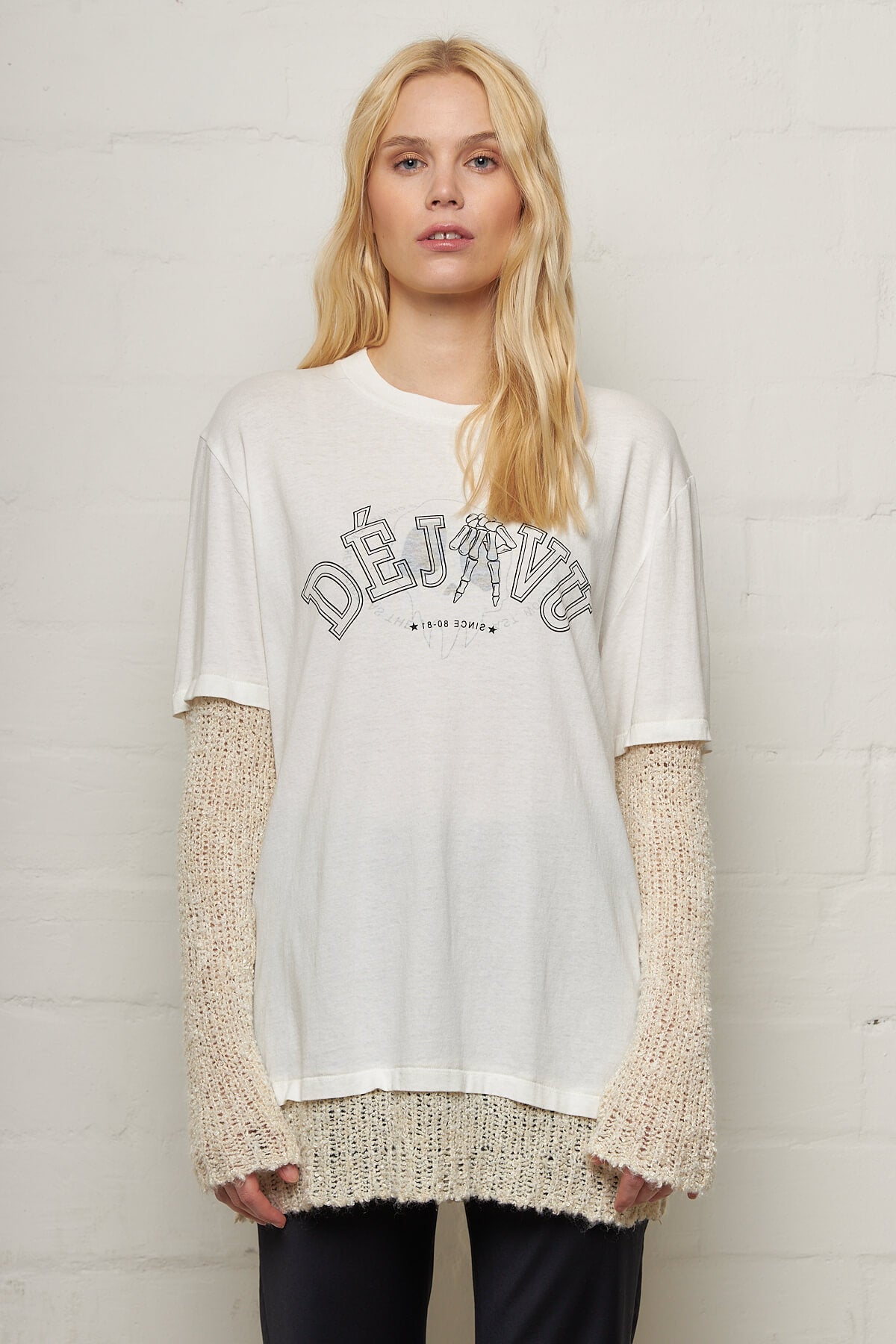 Mix Tee Longsleeve White Deja Vu Print