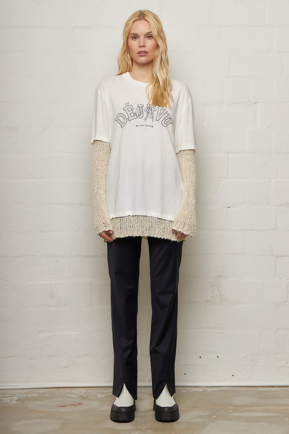 Mix Tee Longsleeve White Deja Vu Print