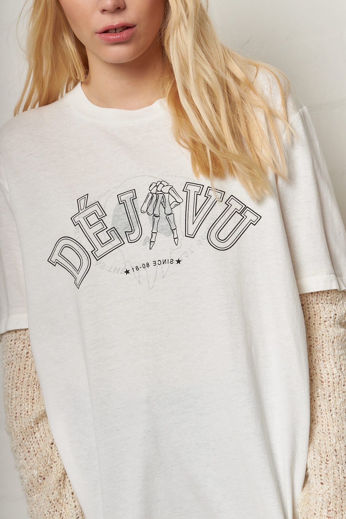Mix Tee Longsleeve White Deja Vu Print