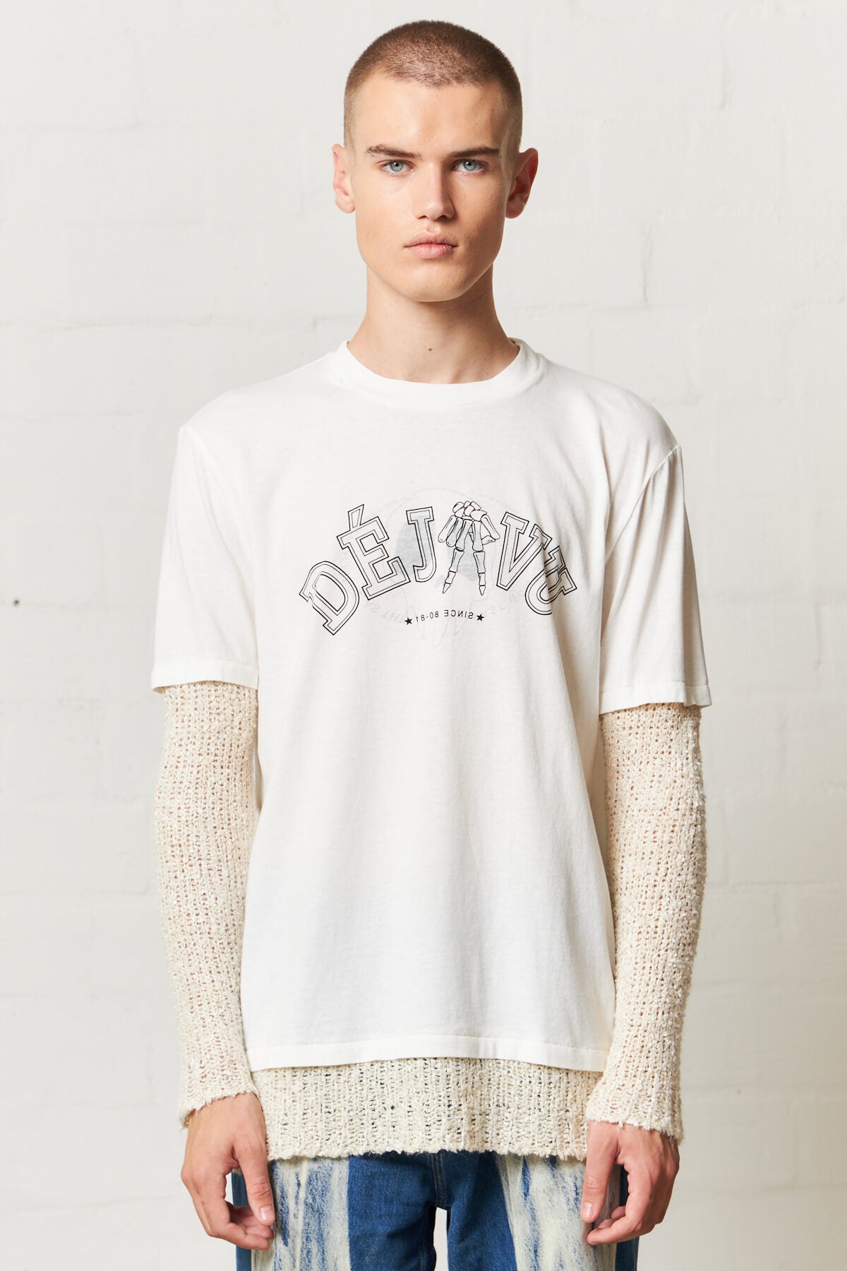 Mix Tee Longsleeve White Deja Vu Print