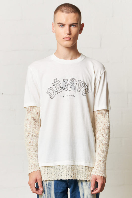 Mix Tee Longsleeve White Deja Vu Print