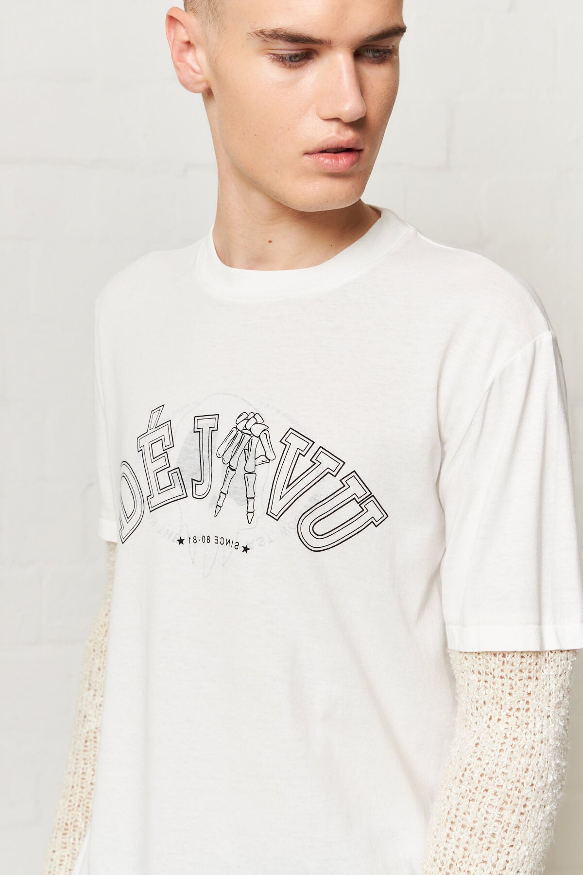 Mix Tee Longsleeve White Deja Vu Print