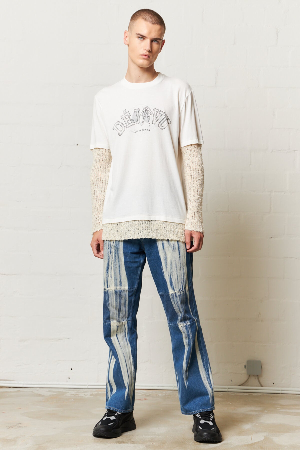 Mix Tee Longsleeve White Deja Vu Print