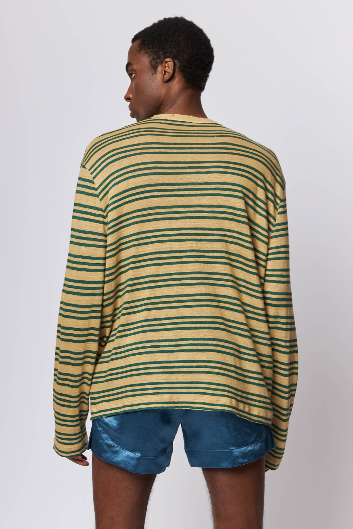 Lock Longsleeve Golden Green Linen Stripe