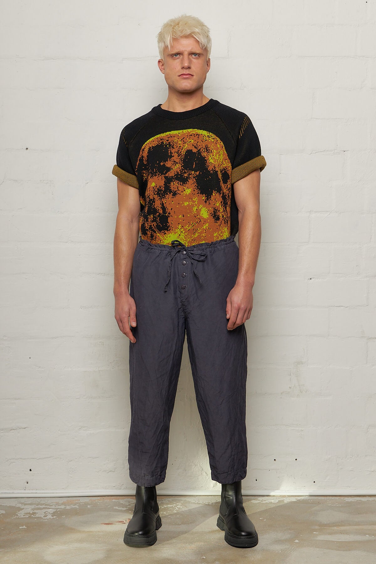 Charcoal Button Crop Trousers