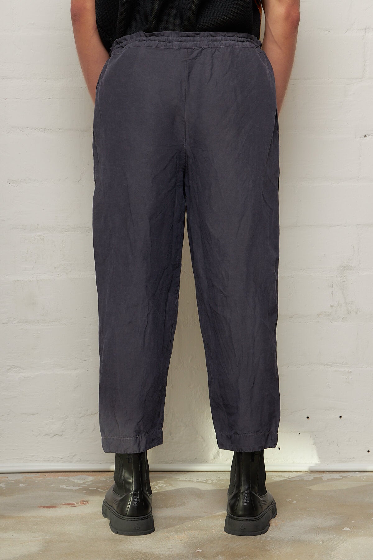 Charcoal Button Crop Trousers