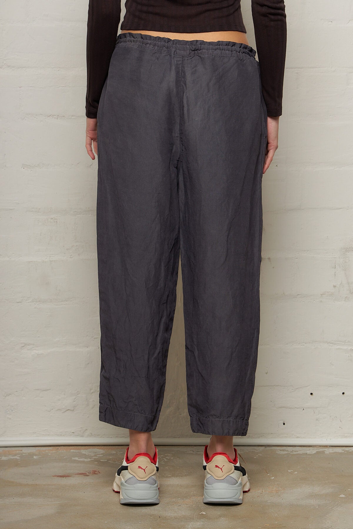 Charcoal Button Crop Trousers