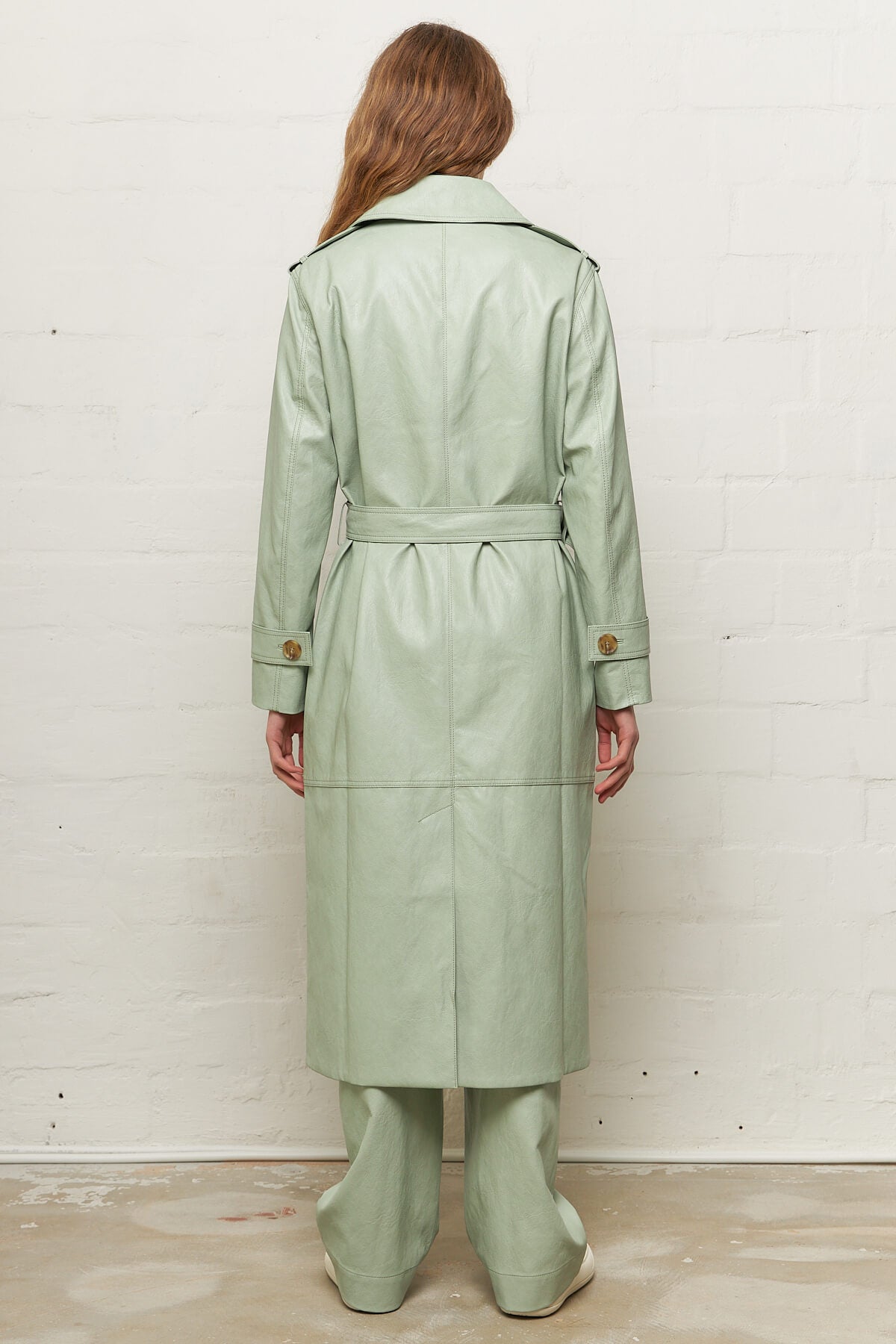 Juno Trench Coat Faux Leather Mint