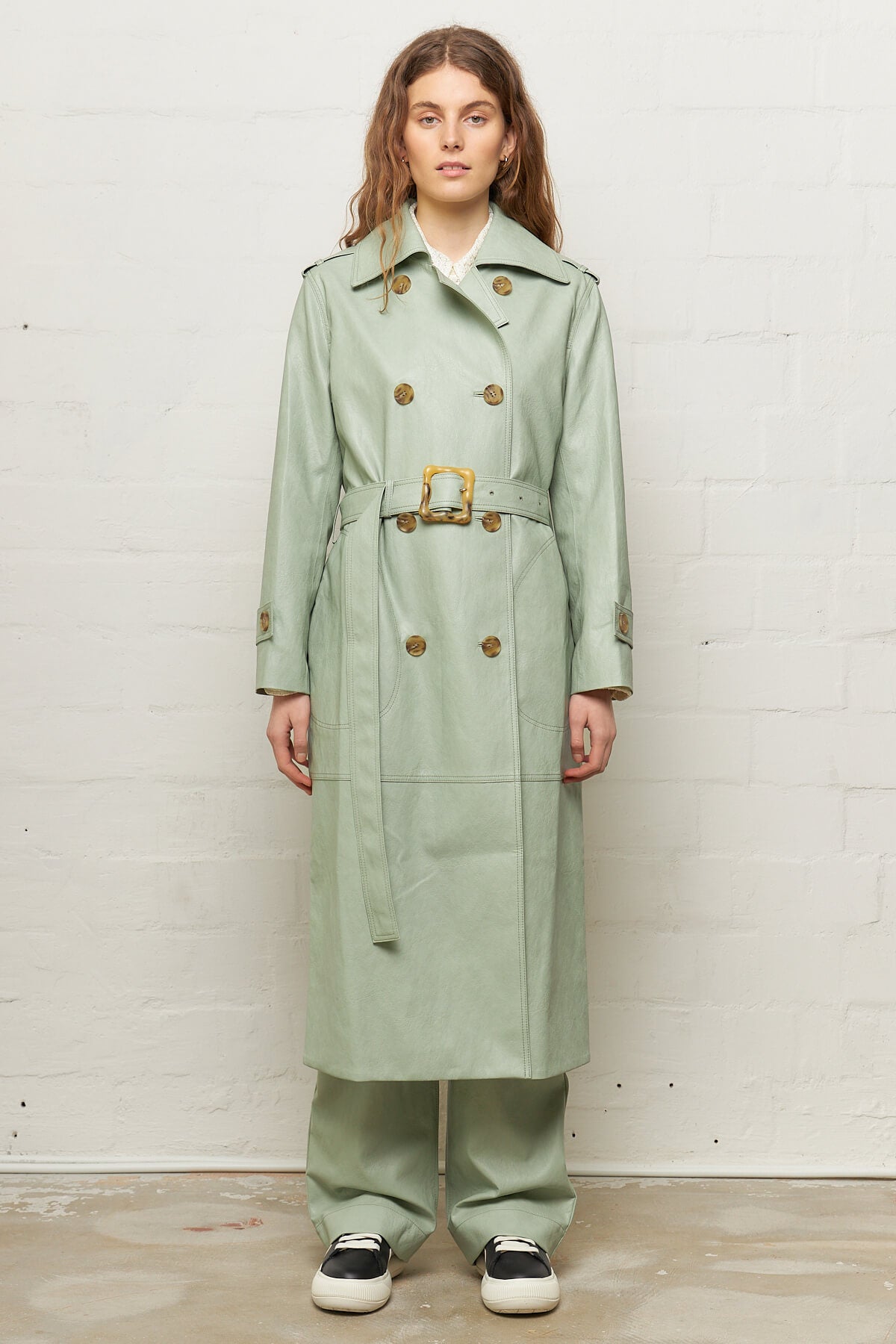 Juno Trench Coat Faux Leather Mint