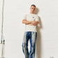 Smoking Crab Embroidered T-Shirt Cream